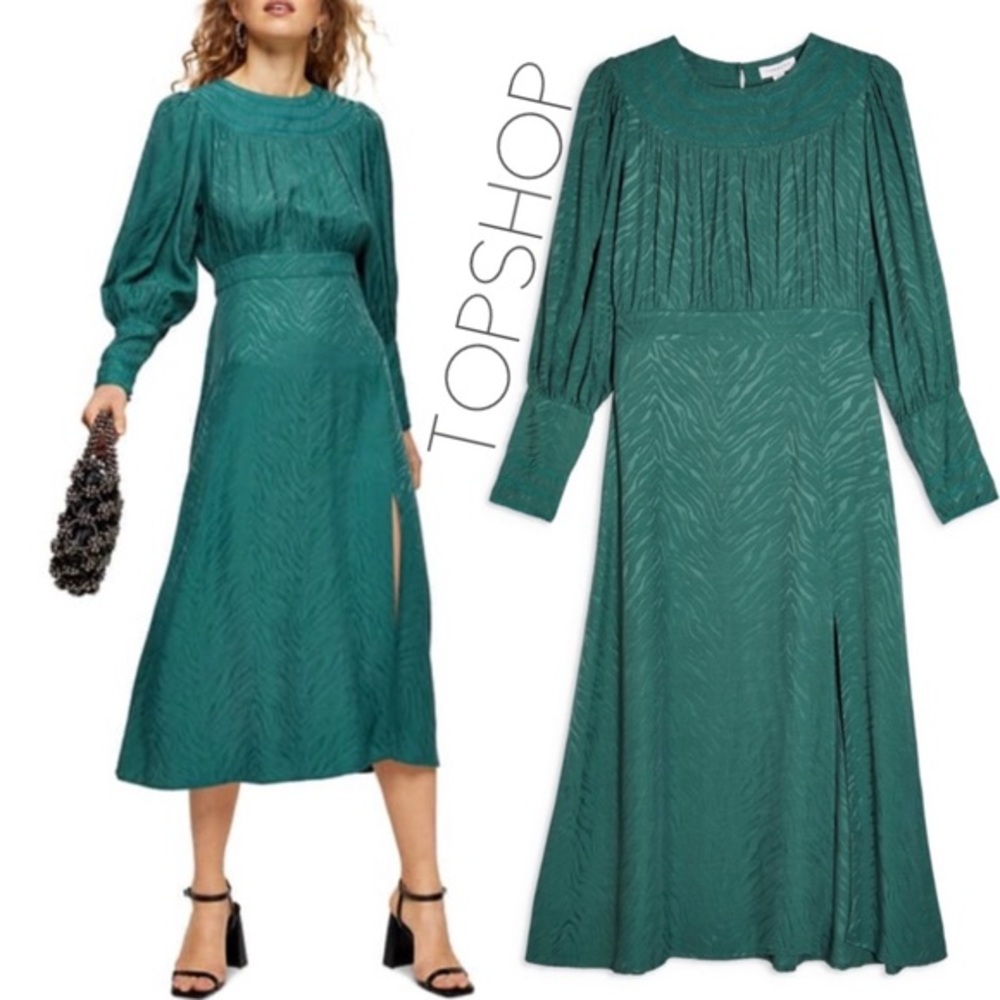 Topshop Teal Green Midi Dress